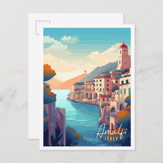 Amalfi Italien Vintage Kunstreisemodelle Postkarte (Vorne/Hinten)