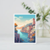 Amalfi Italien Vintage Kunstreisemodelle Postkarte (Stehend Vorderseite)