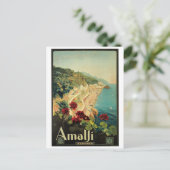 Amalfi, Italien, Vintage Poster Postkarte (Stehend Vorderseite)