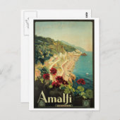 Amalfi, Italien, Vintage Poster Postkarte (Vorne/Hinten)