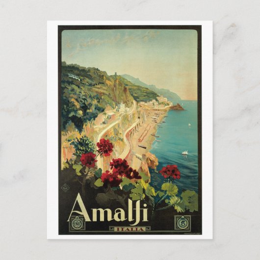 Amalfi, Italien, Vintage Poster Postkarte (Vorderseite)