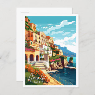 Amalfi Italien Vintage Reise Illustration Postkarte