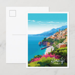 Amalfi Italien vintage Reiseillustration Postkarte