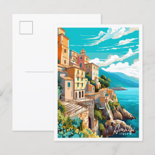 Amalfi Italien Vintage-Reiseillustration Postkarte
