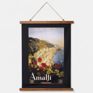Amalfi Italien Vintage Travel Wandteppich Mit Holzrahmen