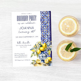 Amalfi Italienisch blaue Fliesen Zitronen Geburtst Einladung
