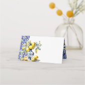 Amalfi Italienische blaue Fliesen Zitronen Name un Platzkarte (Rückseite)