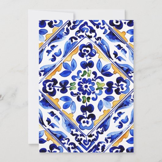 Amalfi Italienische blaue Vase Zitronen Paare Dusc Einladung (Rückseite)