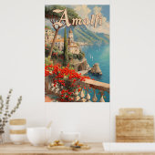 Amalfi Italienische Küste Vintage Reise Poster (Küche)