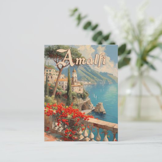Amalfi Italienische Küste Vintage Reise Postkarte (Stehend Vorderseite)