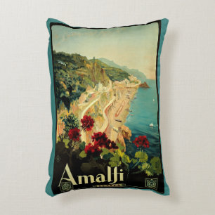 Amalfi Italienische Küste, Vintage-Reiseplakat Ita Dekokissen