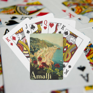 Amalfi Italienische Küste, Vintage-Reiseplakat Ita Spielkarten