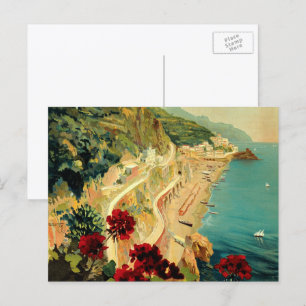 Amalfi Italienische Küste, Vintage-Reiseposter Ita Postkarte