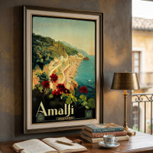 Amalfi Italienische Küste, Vintage Travel Poster I