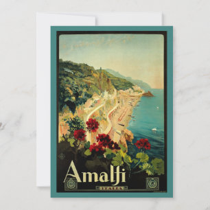 Amalfi Italienische Küste, Vintage Travel Poster I Einladung