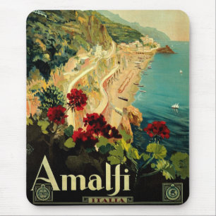 Amalfi Italienische Küste, Vintage Travel Poster I Mousepad