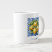 Amalfi Italy Lemon Blue White Tile Personalized Jumbo-Tasse (Vorderseite Rechts)