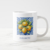 Amalfi Italy Lemon Blue White Tile Personalized Jumbo-Tasse (Rechts)