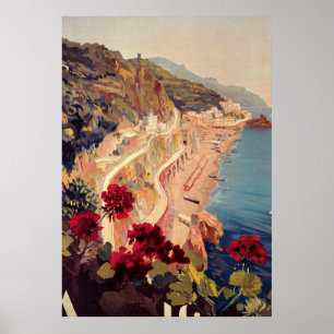 Amalfi, Italy Vintage Travel Advertisement Poster