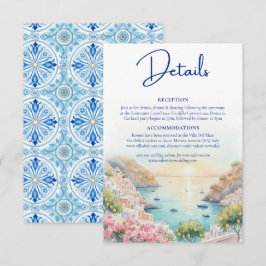 Amalfi-Küste Amore Aquarell-Hochzeitsdetails Begleitkarte