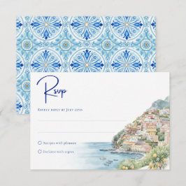 Amalfi-Küste Amore | Aquarell-Wasser-Hochzeit RSVP Karte