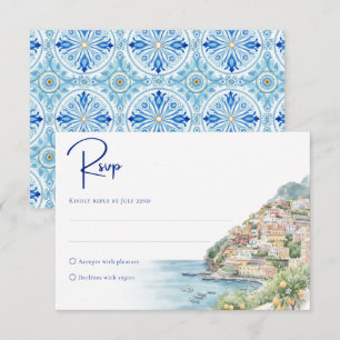 Amalfi-Küste Amore Aquarell-Wasser-Hochzeit RSVP Karte