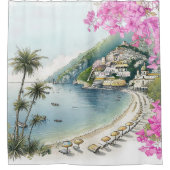 Amalfi-Küste Aquarell Duschvorhang (Vorderseite)