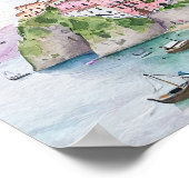 Amalfi Küste Aquarellmalerei Poster (Ecke)