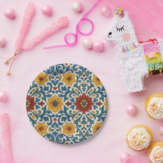 Amalfi Küste Blumen Elegante Bohemisch Botanisch Pappteller (Party)