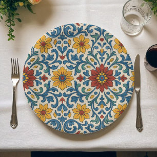 Amalfi Küste Blumen Elegante Bohemisch Botanisch Pappteller