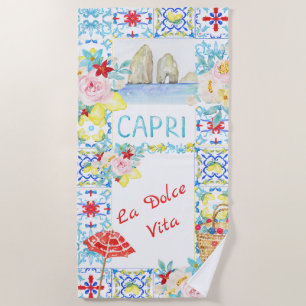 Amalfi-Küste Capri Blaue Fliesen Hochzeit Strandtuch