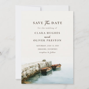 Amalfi-Küste Fischerboot Steinpier Hochzeit Save The Date