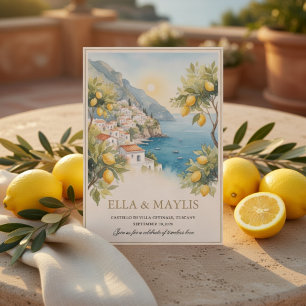 Amalfi-Küste Hochzeit im mediterranen Zitronenstil Einladung