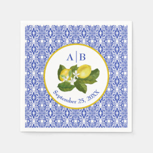 Amalfi-Küste I Italienische Zitrone & Blaue Fliese Serviette