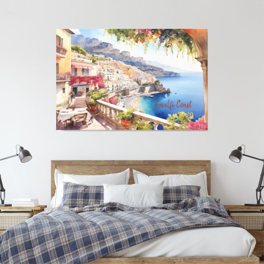 Amalfi Küste Italien Aquarellbilder | Leinwanddruck (Insitu (Schlafzimmer))