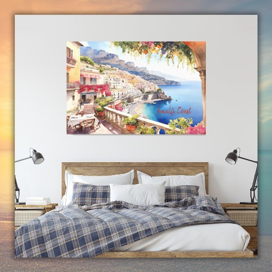 Amalfi Küste Italien Aquarellbilder | Leinwanddruck