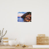 Amalfi Küste Italien Aquarellküste Positano Poster (Küche)
