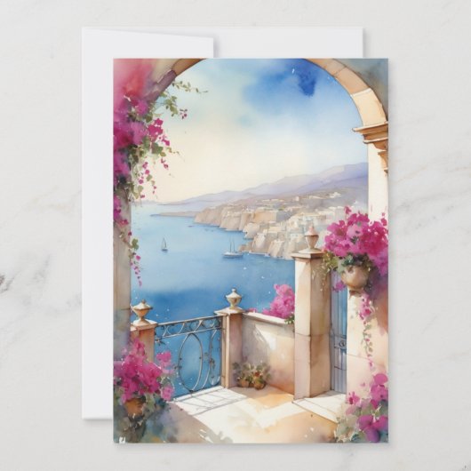 Amalfi Küste Italien Bougainvillea Brautparty Einladung (Rückseite)
