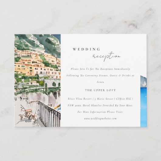 Amalfi Küste Italien Landschaft Hochzeitsempfang Begleitkarte (Vorderseite)