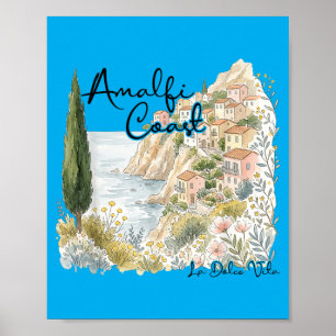 Amalfi-Küste Italien Malerisch Floral Vintage Ital Poster