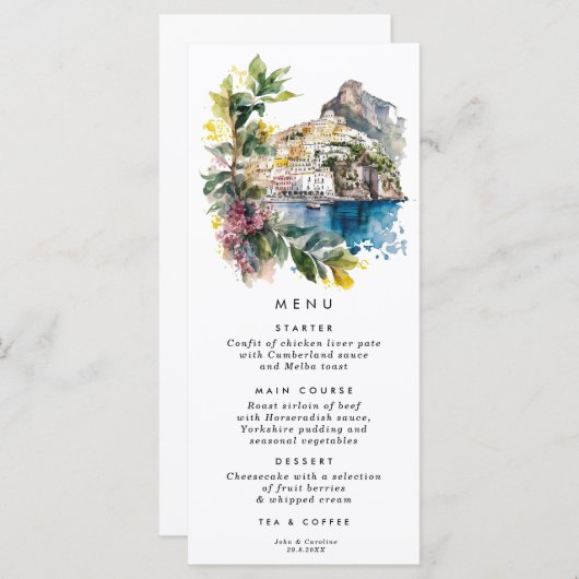 Amalfi Küste Italien Menükarte (Vorne/Hinten)