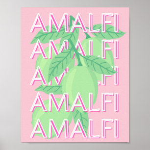 Amalfi Küste, Italien Reisen Kunst, Rosa Poster