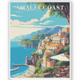 Amalfi-Küste Italien Retro-Reise Vintage-Stil Aufkleber
