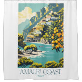 Amalfi Küste Italien Retro Reiseplaner Stil Duschvorhang (Vorderseite)