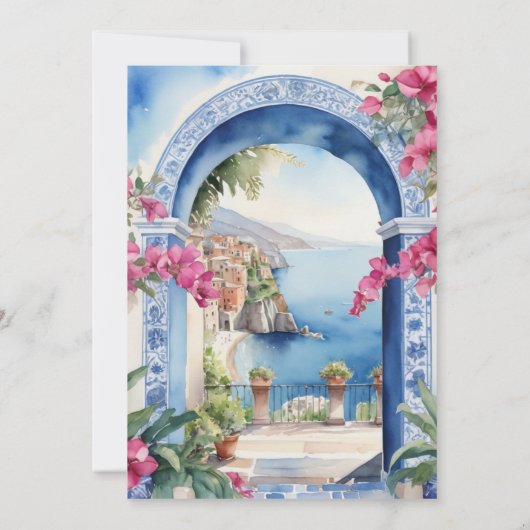 Amalfi Küste Italien Rosa Blume Bougainvillea Einladung (Rückseite)