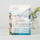 Amalfi Küste Italien Skyline Hochzeit Einladung (Stehend Vorderseite)
