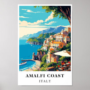 Amalfi-Küste Italien Vintage-Reise Retro-Wandkunst Poster