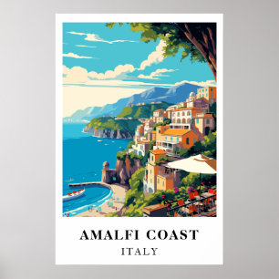 Amalfi-Küste Italien Vintage Reise Retro-Wandkunst Poster