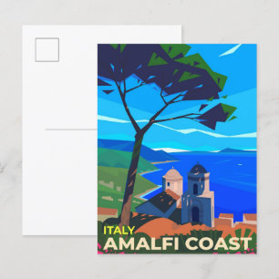 Amalfi-Küste Italien Vintage-Reiseillustration Postkarte