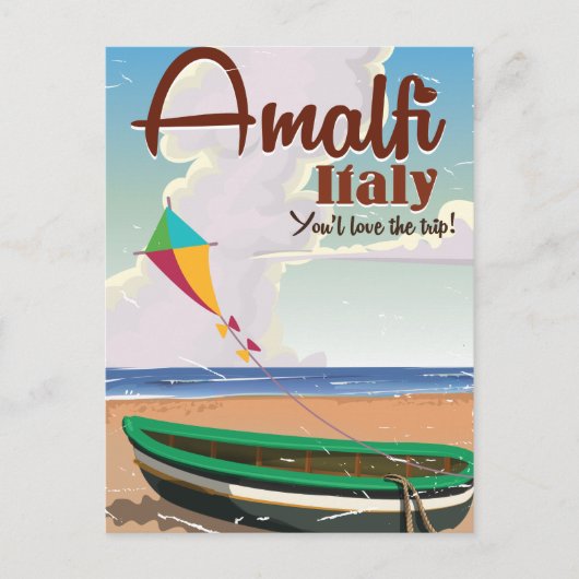 Amalfi Küste Italien Vintage Reiseplakat Druck Postkarte (Vorderseite)